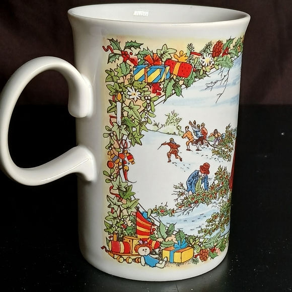 VTG Gathering Mistletoe Dunoon Coffee Mug Victorian Christmas Santa Scotland - Picture 5 of 8